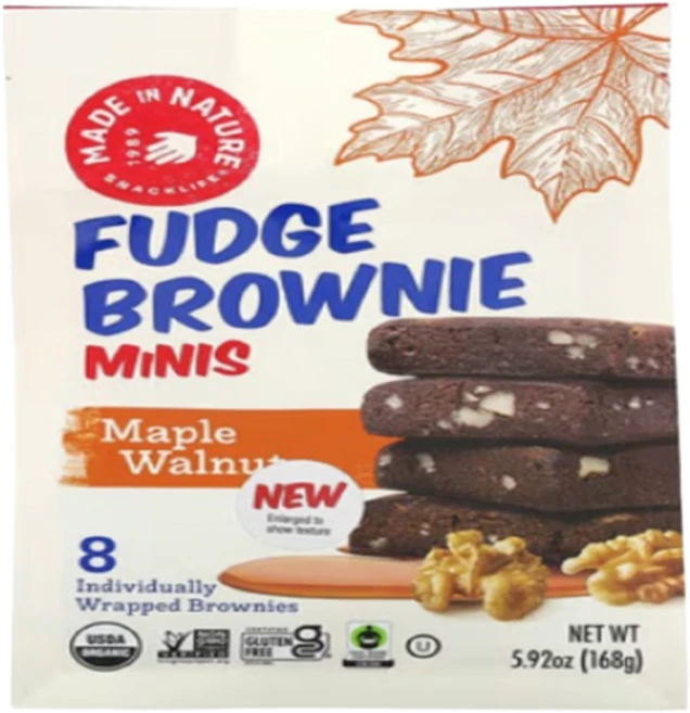 Made in Nature 펀지 브라우니 미니 메이플 월넛 브라우니 8개 168g(5.92oz), 1개 - 쿠팡