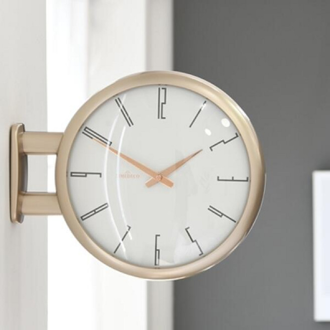 타임데코 리얼 모던 양면 A7 벽시계, 샴페인골드