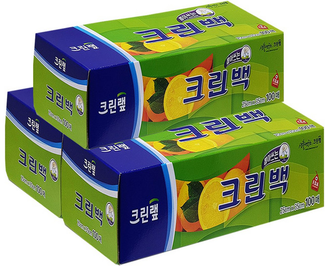 모두사 크린랩 뽑아쓰는 크린백 25cmX35cm 100매 중형 3입, 3개, 100개입