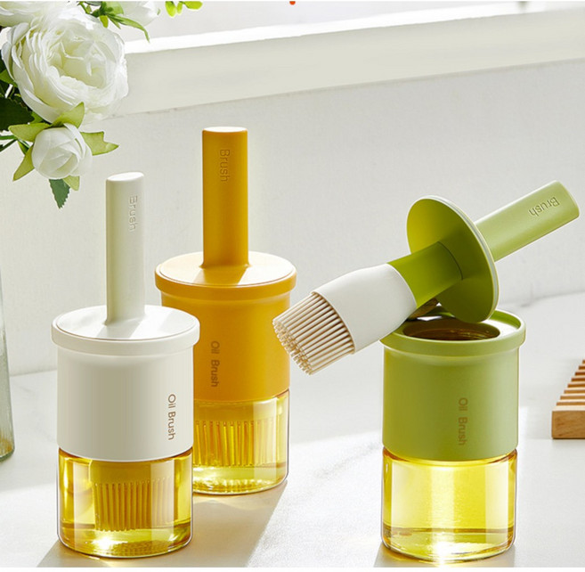 실리콘 브러쉬 식용유 기름솔 붓 오일병 3color, 1개, 옐로우
