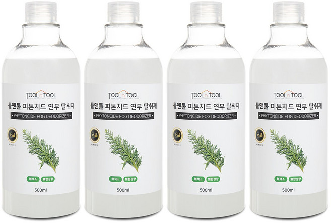 툴앤툴 피톤치드액 연무액 탈취제 2000ml(500ml 3+1행사) 화장실냄새제거 피톤치드 연무기 용액 새집증후군제거, 500ml, 4개
