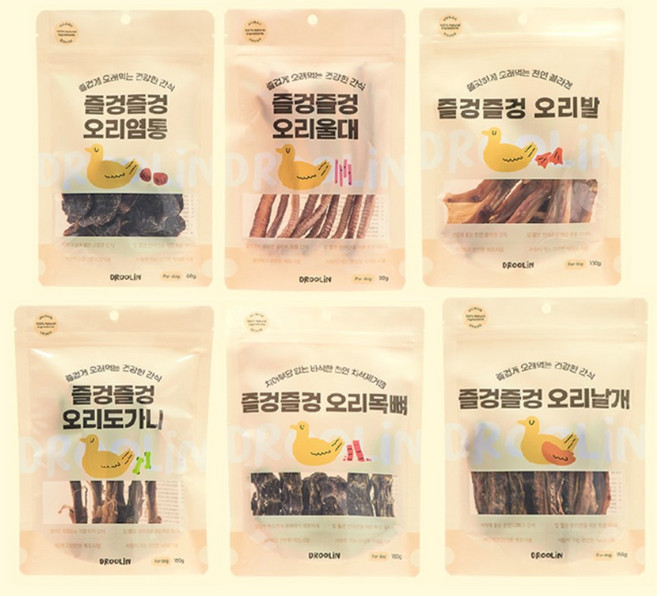 강아지 오리목뼈 오리날개 도가니 뼈간식 6종, 1개