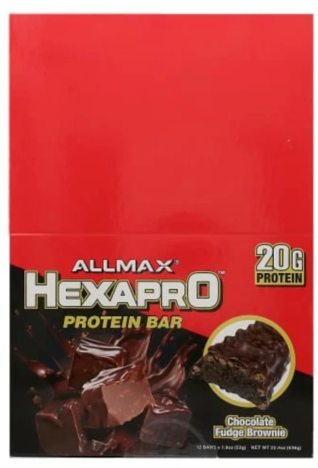 ALLMAX 헥사프로 프로틴 바 초콜릿 퍼지 브라우니 ALLMAX Hexapro Protein Bar Chocolate Fudge Brownie 12 Bars 1., 1개 - 쿠팡