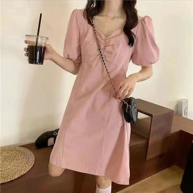 法式 polo 領連衣裙 氣質收腰顯瘦, 588粉色,2XL, 588粉色