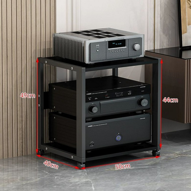 이동식오디오선반 앰프장식장 스피커 랙 거치대 진열장 거실, 2칸 A 블랙 프레임+블랙월넛 보드, 기본 색상