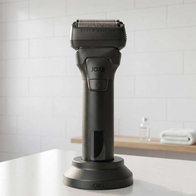 조아스 프리미엄 듀얼 에칭날 전기면도기 생활방수 전동면도기, 블랙, JS-7200