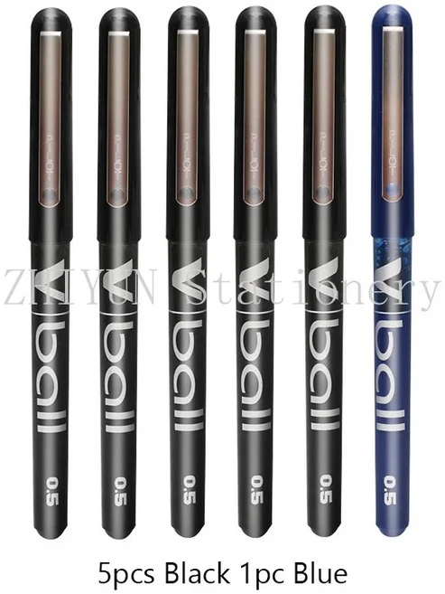 6pcs 파일럿 BL VB5 V 볼 스트레이트 액체 롤러 젤 펜 빠른 건조 순수 0.5mm 총알 모양의 포인트 잉크, 04 mixed 2