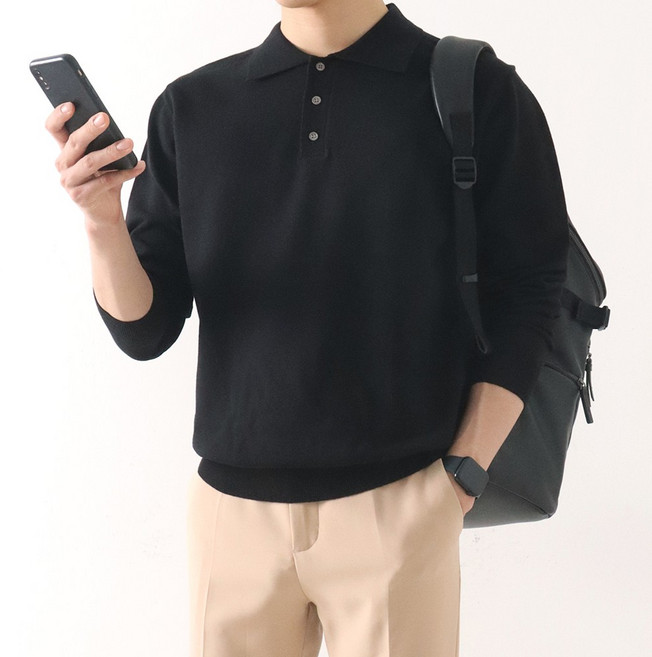 지지블랙 [당일출고] 부드럽고 촉감이 좋은 엔드류 스판 카라 니트 스웨터 ZZBKN054