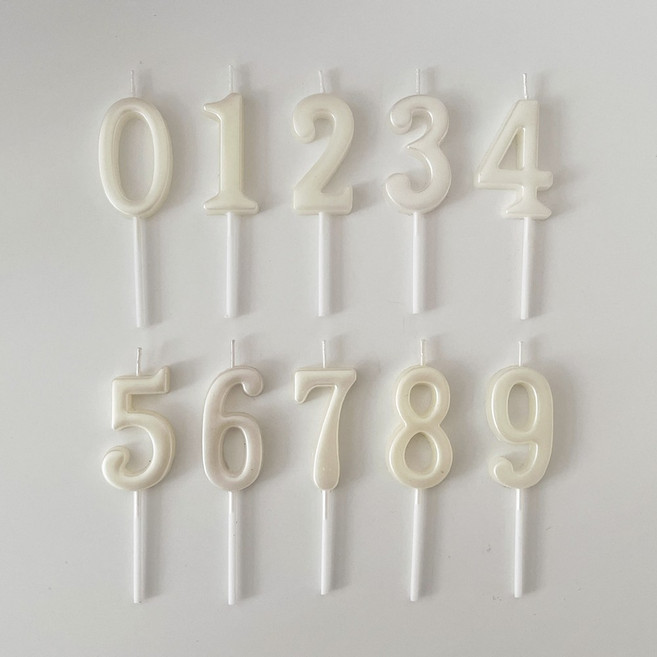 디어플레이스 생일 숫자초 케이크초 기념일 0-9 10종, 1세트, 화이트