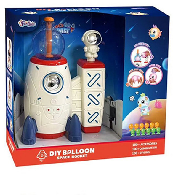 Fair Star DIY氣球太空火箭玩具組 兒童益智手工製作 激發創意想像, 如圖, 1套