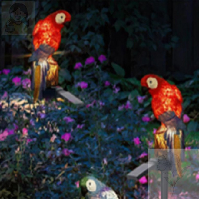 너블룸 LED 앵무새 정원등 레드 태양광꽃정원등