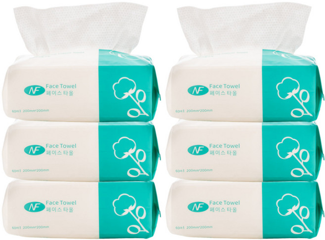 New Face 뉴 페이스 일회용 위생 페이스 타올 60매 200x200, 60개입, 6개