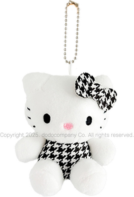 포치포치 산리오 헬로키티 키링 패턴 가방고리 8cm 6종, 1개, 블랙 하운드투스