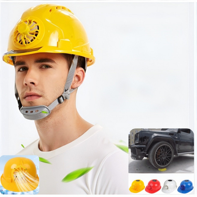 태양열 선풍기 안전모 태양열 선풍기 안전모 온도를 낮추어 깨 않도록 환기하다 소서 공사모 항압 헬멧 건축 노보, 레드, 1개