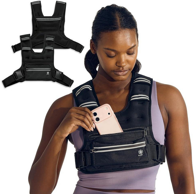 Gaiam CoreFlex 여성 및 남성용 중량 조끼 (블랙 4.5kg(10파운드)) 걷기 달리기 근력 훈련을 위한 조절 가능한 운동 조끼 균일한 무게 분포의 윤곽이 잡, 6 Pounds, PrecisionFit