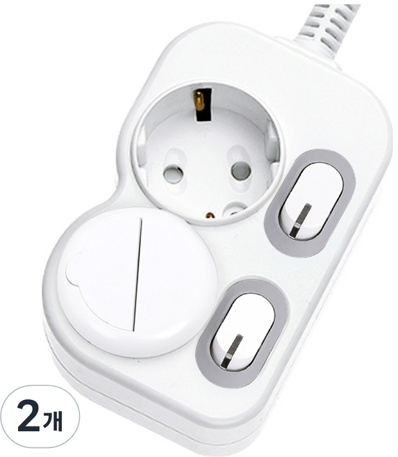 에코파워탭 국내 제조 개별 절전 과부하차단 멀티탭 2구 SMC-303B + 안전커버, 5m, 화이트, 2개