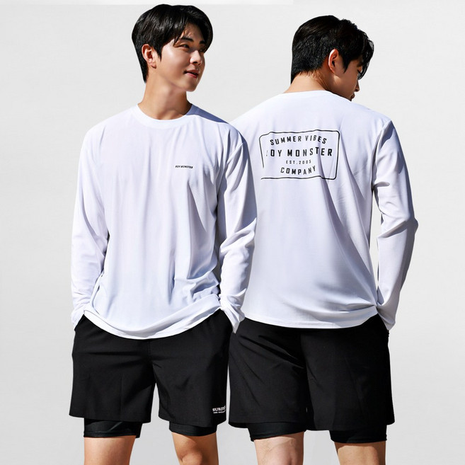 [자체제작] 서프라이더 남성 상하의 2장세트 긴팔수영복 래쉬가드 자외선차단 체형커버 오버핏 루즈핏 빅사이즈/SURFRIDER