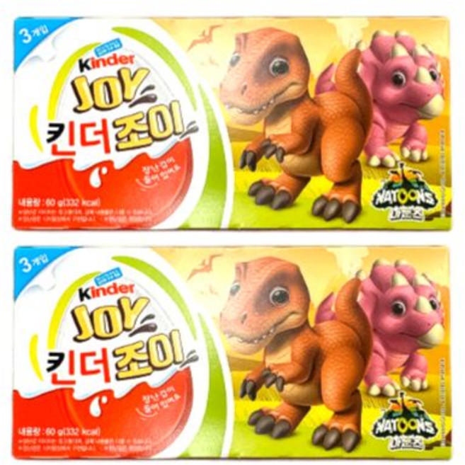 킨더조이 보이 T3 나툰즈 공룡 초콜릿 장난감 랜덤증정, 2박스, 90g