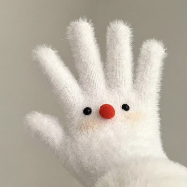 모리포켓 눈사람 수면장갑 털장갑 겨울장갑 방한 여성장갑