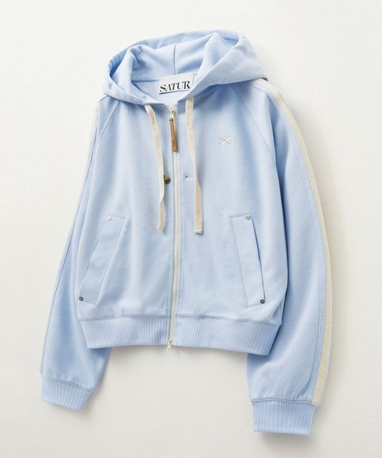 SATUR 로턴 루즈핏 후드 집업 스카이 블루 376147