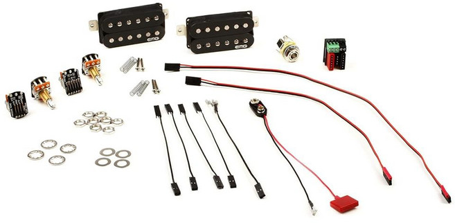 EMG Fat 55 레트로 액티브 일렉트릭 기타 험버커 픽업 세트 블랙, Black