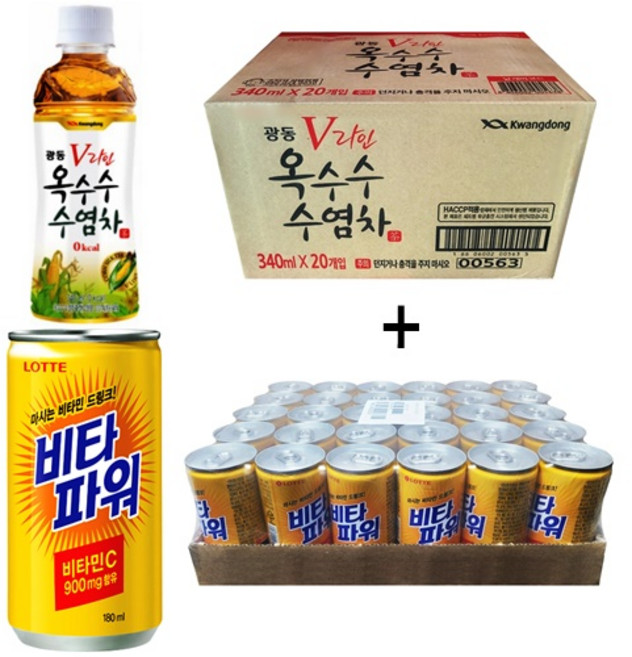 광동 옥수수수염차 340ml(20pet) + 비타파워 180ml(30캔), 50개, 340ml