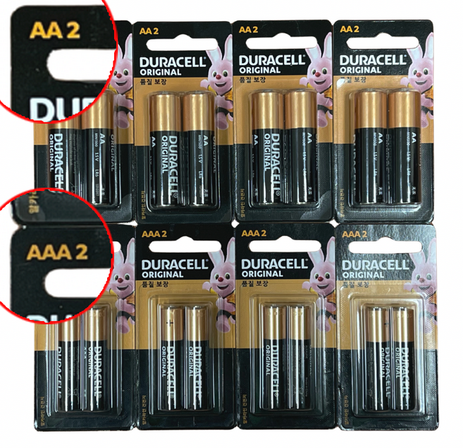 듀라셀 AA 8EA + AAA 8EA 오리지널 알카라인 건전지 2개입 20카드 오래가는 건전지, 16개, 1세트