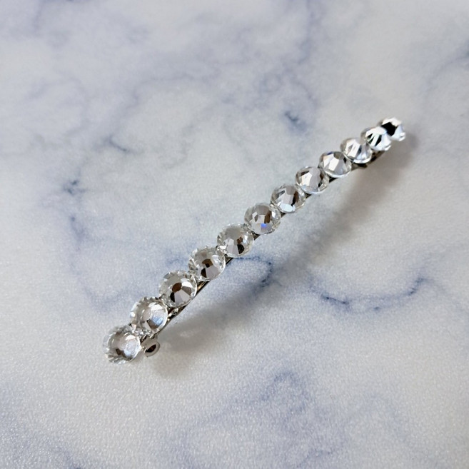 윤이네 [2P 세트] 국산 핸드메이드 큐빅 헤어 자동핀 일자핀 앞머리 옆머리 고정 슬림 헤어핀 보석 머리핀 F-6