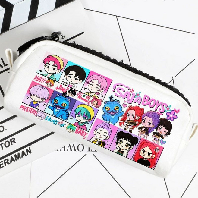 케이팝 데몬헌터 필통 파우치 굿즈, 19x9x6cm, 1개, 화이트 L 데몬헌터 남자 9그룹