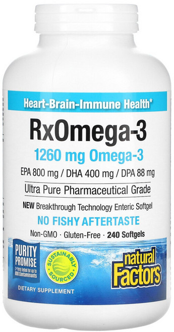 1+1 내추럴팩터스 오메가3 630mg 240 소프트젤 피쉬오일 토코페롤 EPA DHA, 240정, 2개