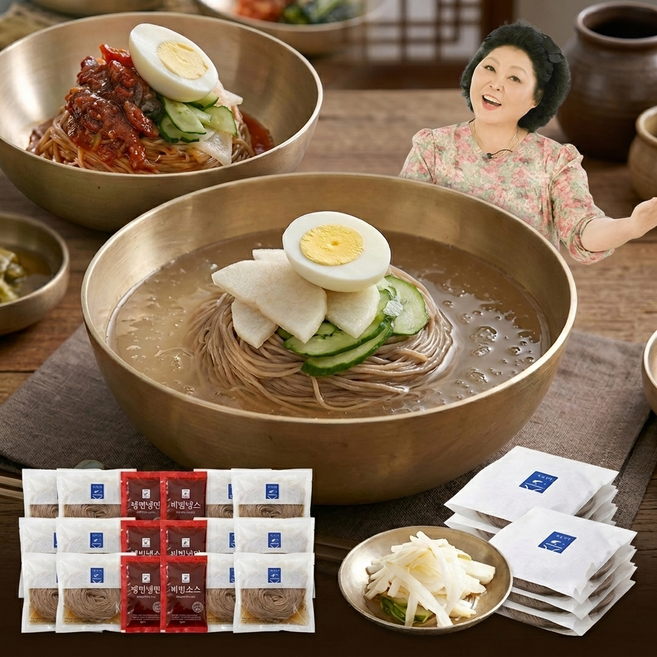 이순실 평양냉면 물냉면 비빔냉면 육수 양념 비빔장 메밀, 10개, 160g