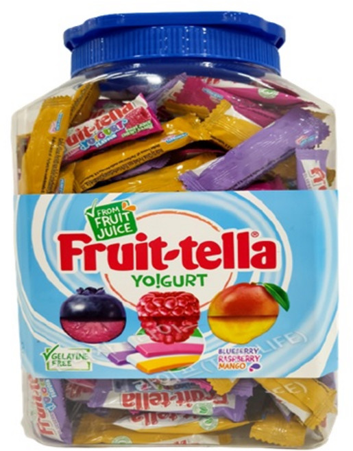 미니손거울증정] 코스트코 후르트텔라 요구르트향 3가지맛 츄잉 캔디 / 후르츠 젤리 (블루베리맛 라즈베리맛 망고맛) 1 300g 1통, 1.3kg, 1개