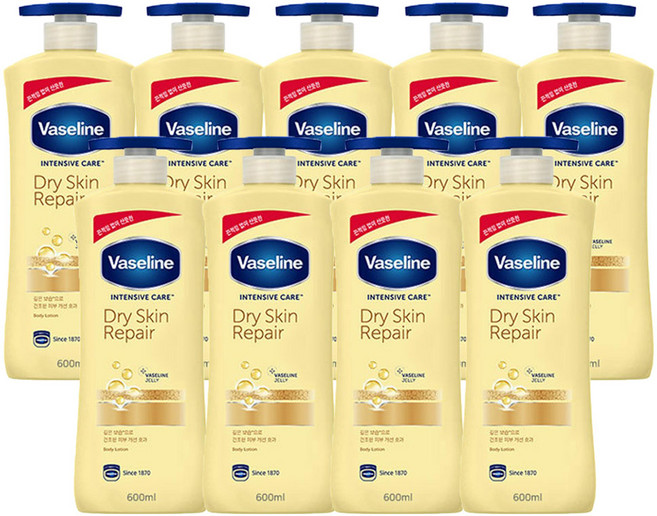 바세린 인텐시브 케어 드라이 스킨 리페어 로션, 600ml, 9개