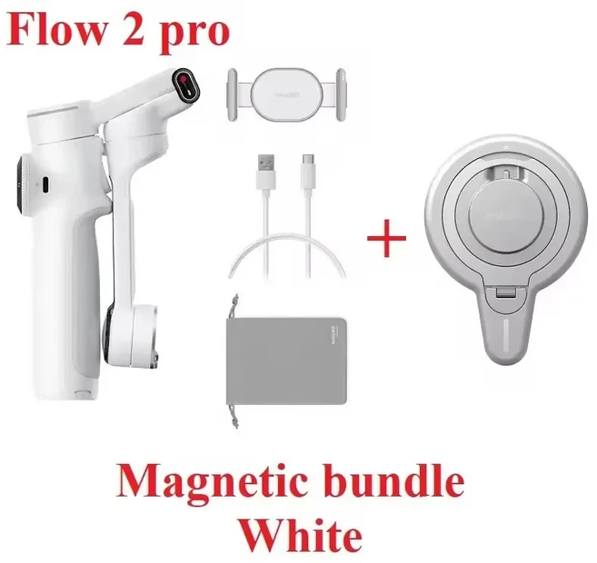 Insta360 Flow 2 Pro AI 기반 스마트폰 자동 추적 휴대폰 짐벌 Android Iphone용 3축 안정화, 03 WhiteMagnetic bundle