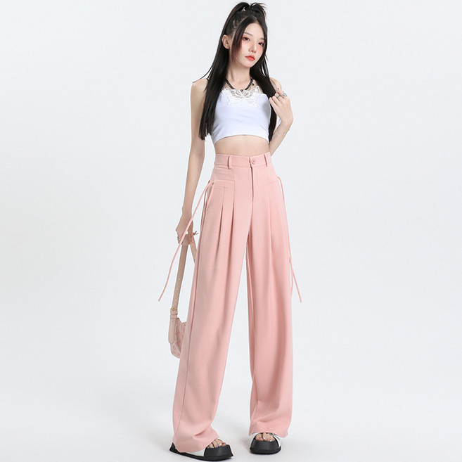 텐셀 사이드 스트랩 디자인 살 가려주어 날씬해 보이는 일자 워싱 청바지 여