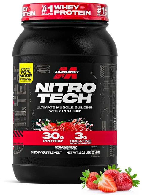 머슬테크 유청 단백질 파우더 바닐라 크림 4단위단위파운드 분리물 니트로테크 얼티밋 머슬 빌딩 포뮬러 30g 크레아틴 3g BCAA 6.8g 포장은 다양, Strawberry - 쿠팡