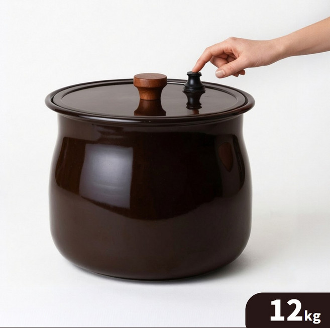 [12L대용량] 디앤빌 황토 무쇠 진공 항아리 쌀통, 블랙, 1개