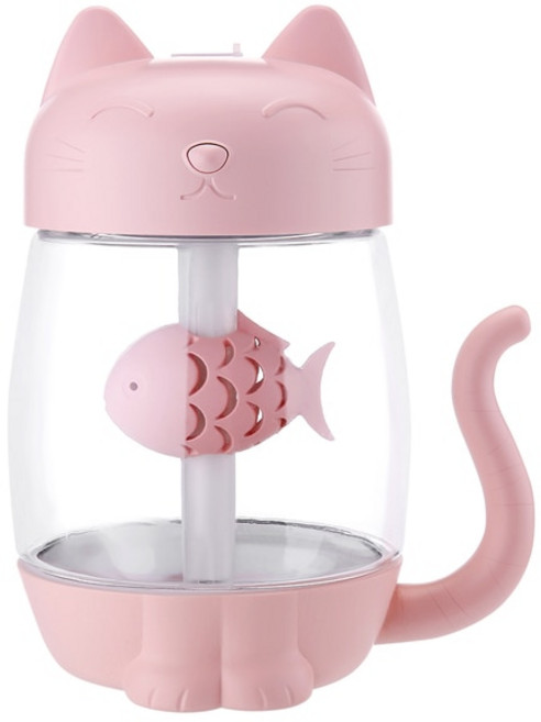 가습기 3 인 1 초음파 사랑스러운 고양이 모양 350ML 미니 USB 휴미디파이어 저소음 컬러 라이트 자동차 아로마 디퓨저, 04 Pink