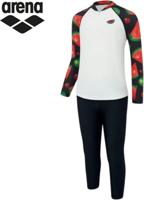 [백화점발송] 아레나 남아 래쉬가드 상하 세트 초등 워터파크 생존수영 수영복