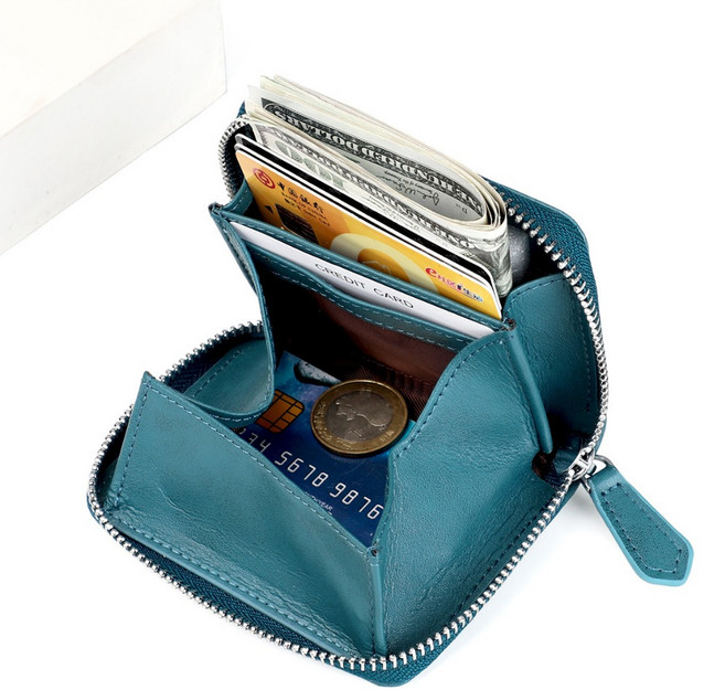 牛皮 女用 短夾 零錢包