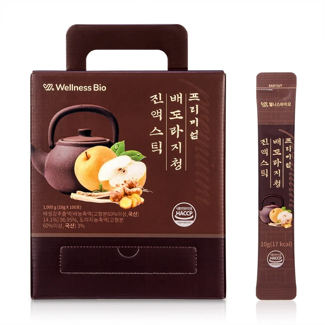 웰니스바이오 프리미엄 배도라지청 진액스틱, 1개, 1kg - 쿠팡