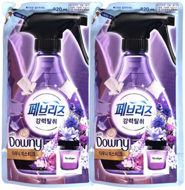 페브리즈 섬유탈취제 리필 320mlX2개 다우니 미스티크향, 2개, 320ml