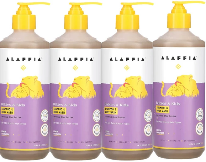알라피아 베이비 키즈 샴푸 바디 워시 레몬 라벤더 473ml, 4개 - 쿠팡