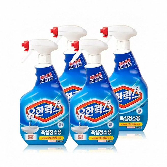 유한양행 유한락스 욕실청소용 600ml, 4개