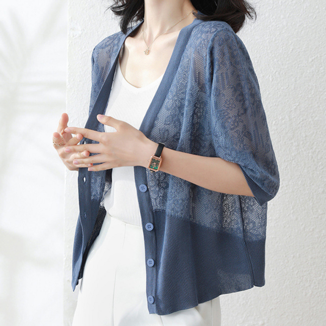 NUNUHANA 여성 얇은 시스루 가디건