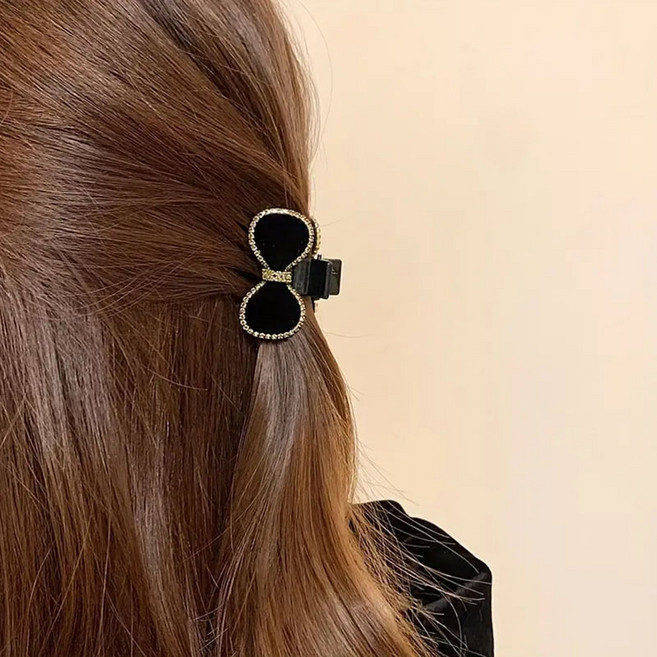 셀루앙드 러블리 큐빅 벨벳 리본 미니 헤어클립 앞머리핀 2p 세트