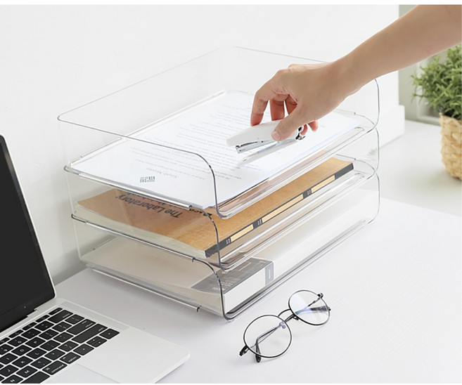 A4 서류정리 가로형 3단 트레이, 클리어