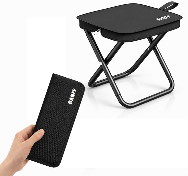 우리엔 초경량 접이식 캠핑의자 휴대용 미니 낚시 등산 피크닉 체어, 1개, 블랙