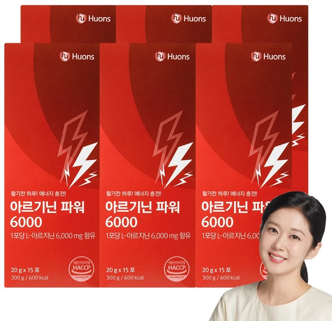 [휴온스N 공식] 아르기닌 파워 6000 고함량 L 아르기닌, 6박스, 15회분 - 쿠팡