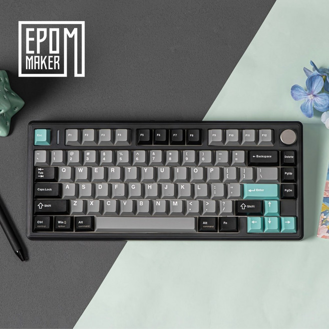 에포메이커 TH80 V2 EPOMAKER 75배열 저소음 유무선 기계식 게이밍 키보드, 블랙, 크리미 제이드축, 제조사축
